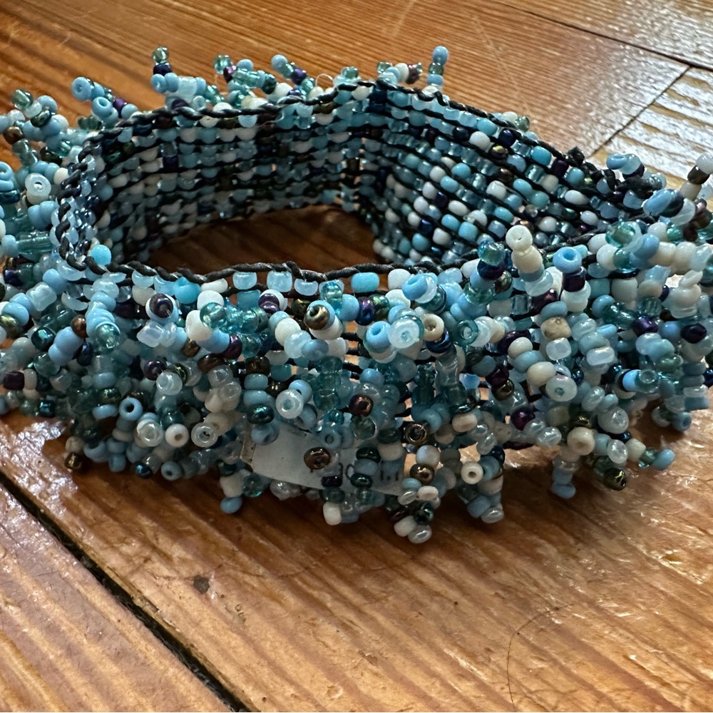 Beaded Blue Woven Indonesian Bracelet
